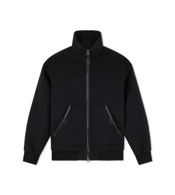 Men Outerwear Tom Ford Camel Hair Funnel Blouson Black