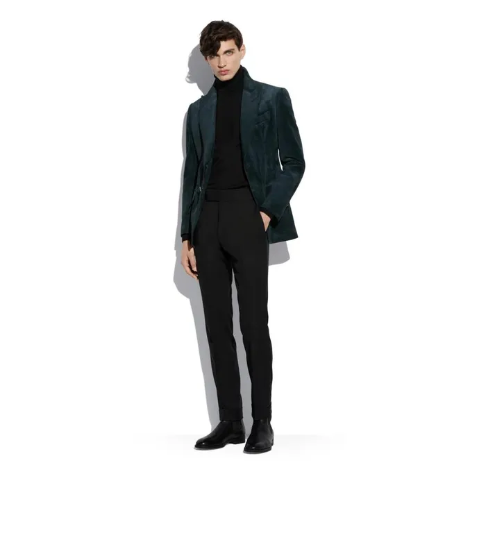 Men Outerwear Tom Ford Cashmere Suede Sartorial Blazer Petrol Men Outerwear Tom Ford Cashmere Suede Sartorial Blazer Petrol