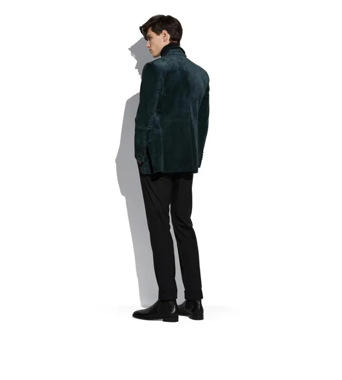 Men Outerwear Tom Ford Cashmere Suede Sartorial Blazer Petrol Men Outerwear Tom Ford Cashmere Suede Sartorial Blazer Petrol