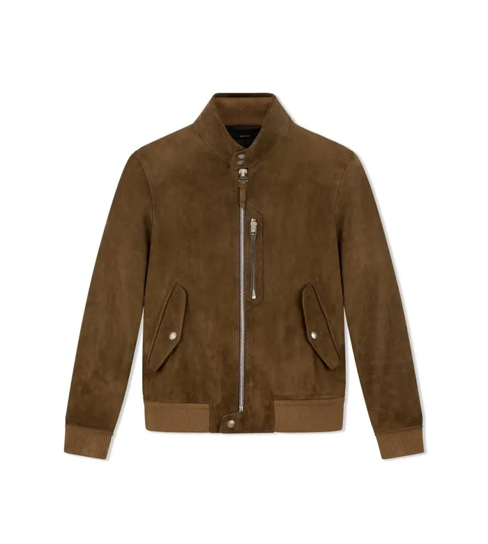 Men Outerwear Tom Ford Light Suede Harrington With Zip