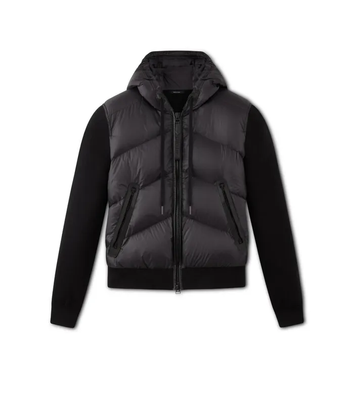 Men Outerwear Tom Ford Nylon Down Cashmere Blend Hooded Blouson Black