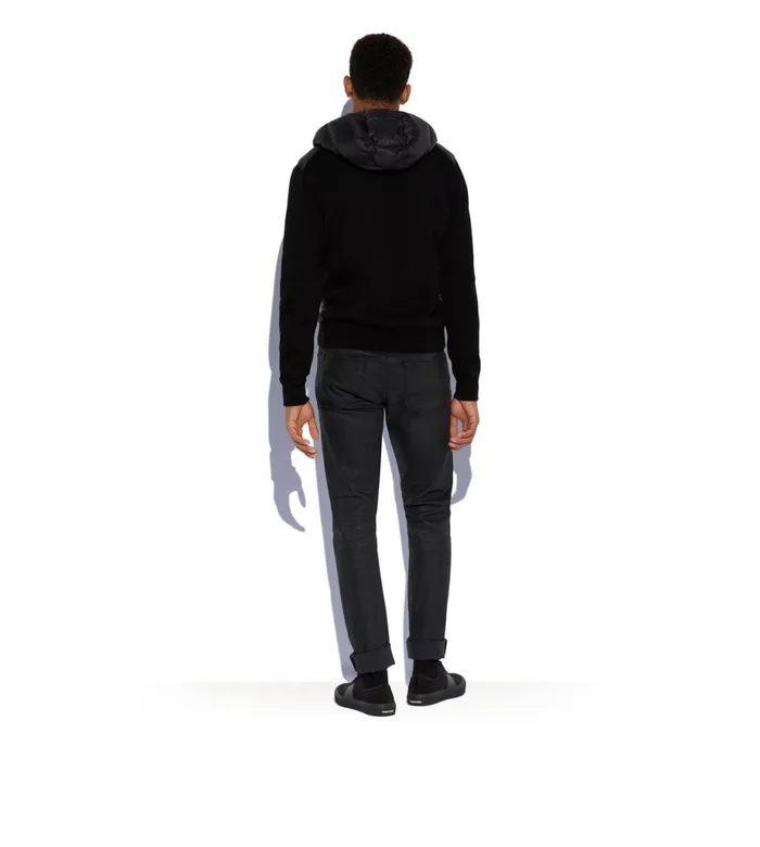 Men Outerwear Tom Ford Nylon Down Cashmere Blend Hooded Blouson Black