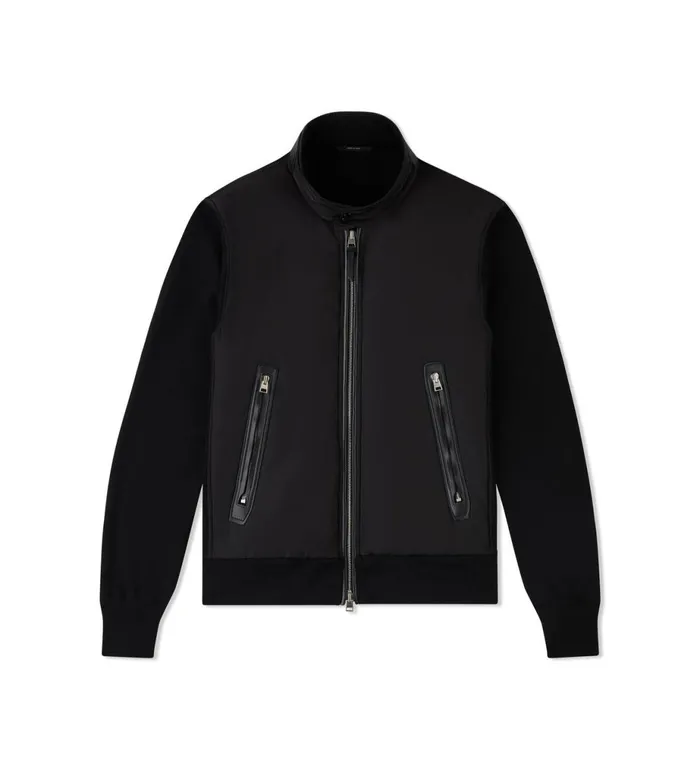 Men Outerwear Tom Ford Nylon Front Harrington Zip Through Black
