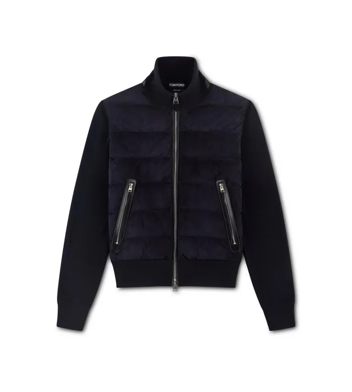 Men Outerwear Tom Ford Suede Down Front Merino Blouson Navy