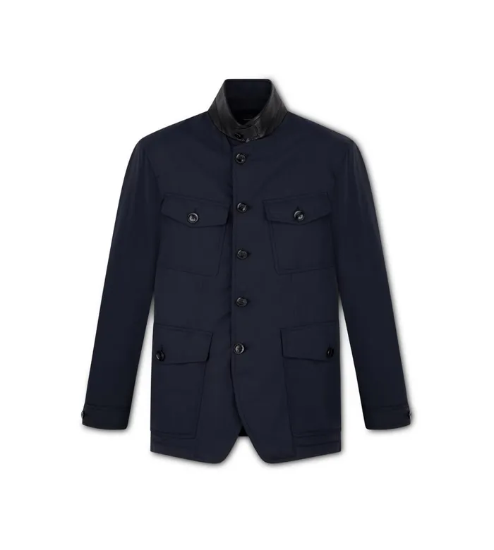 Men Outerwear Tom Ford Techno LightFill Military Jacket Navy