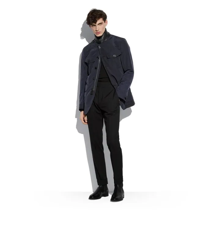Men Outerwear Tom Ford Techno LightFill Military Jacket Navy Men Outerwear Tom Ford Techno LightFill Military Jacket Navy