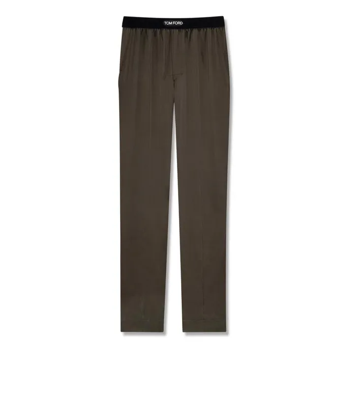 Men PAJAMA PANTS and LONG JOHNS Tom Ford Silk Pajama Pants Brown Olive