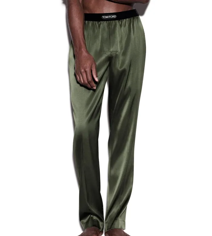 Men PAJAMA PANTS and LONG JOHNS Tom Ford Silk Pajama Pants Deep Military