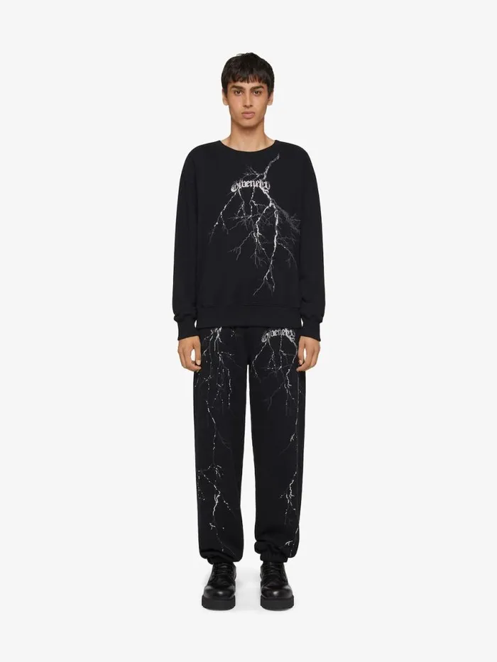 Men Pants and Shorts Givenchy Jogger Pants In Fleece With Reflective Artwork Black