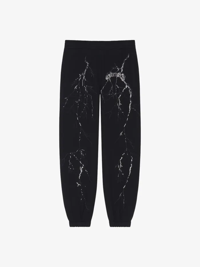Men Pants and Shorts Givenchy Jogger Pants In Fleece With Reflective Artwork Black