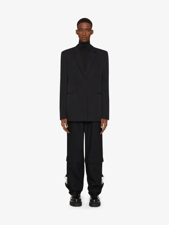 Men Pants and Shorts Givenchy Two In One Detachable Pants In Wool With Suspenders Black