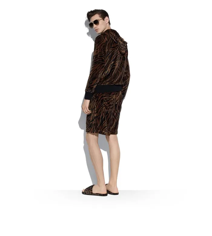 Men Pants and Shorts Tom Ford Zebra Print Velour Shorts Brownblack Men Pants and Shorts Tom Ford Zebra Print Velour Shorts Brownblack
