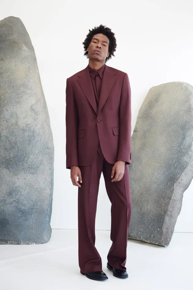 Men Pants Gabriela Hearst Vista Pant In Deep Bordeaux Virgin Wool Twill