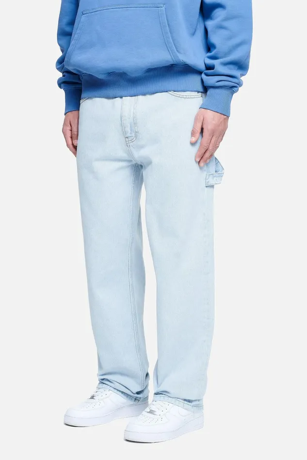 Men Pegador Basic Bottoms Daule Baggy Workwear Jeans Washed Cold Blue