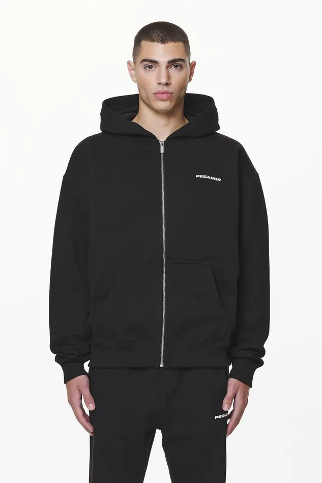 Men Pegador Hoodies Colne Logo Oversized Sweat Jacket Black Men Pegador Hoodies Colne Logo Oversized Sweat Jacket Black