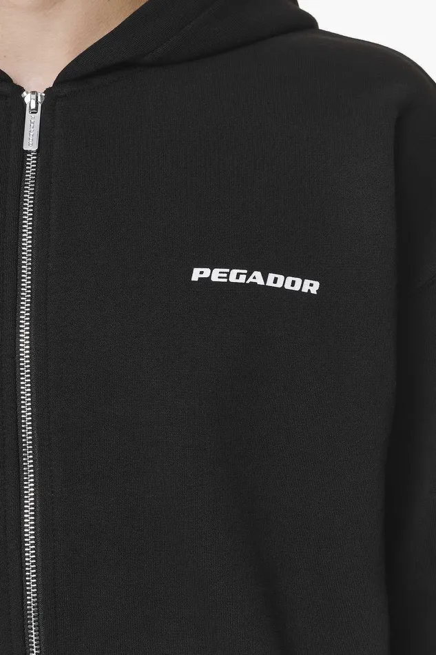 Men Pegador Hoodies Colne Logo Oversized Sweat Jacket Black Men Pegador Hoodies Colne Logo Oversized Sweat Jacket Black
