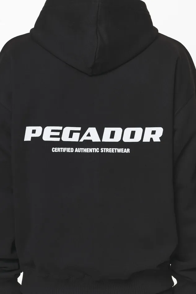 Men Pegador Hoodies Colne Logo Oversized Sweat Jacket Black Men Pegador Hoodies Colne Logo Oversized Sweat Jacket Black