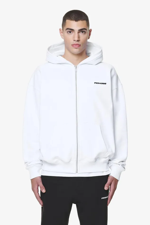 Men Pegador Hoodies Logo Oversized Sweat Jacket White