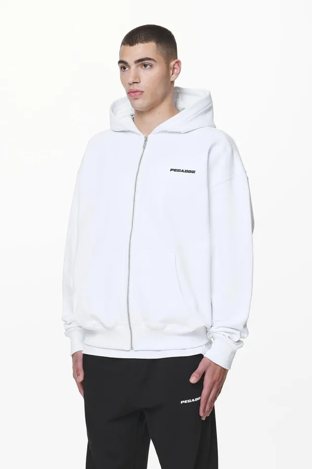 Men Pegador Hoodies Logo Oversized Sweat Jacket White Men Pegador Hoodies Logo Oversized Sweat Jacket White