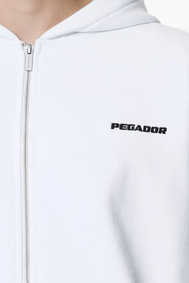 Men Pegador Hoodies Logo Oversized Sweat Jacket White Men Pegador Hoodies Logo Oversized Sweat Jacket White