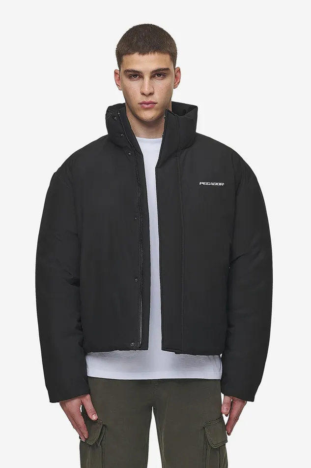 Men Pegador Jacken Lavoy Cropped Boxy Puffer Jacket Black