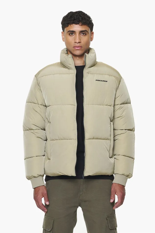 Men Pegador Jacken Solin Crushed Puffer Jacket Mud Beige