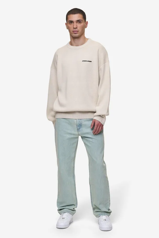 Men Pegador Knitwear Logo Oversized Knit Sweater Light Beige Men Pegador Knitwear Logo Oversized Knit Sweater Light Beige