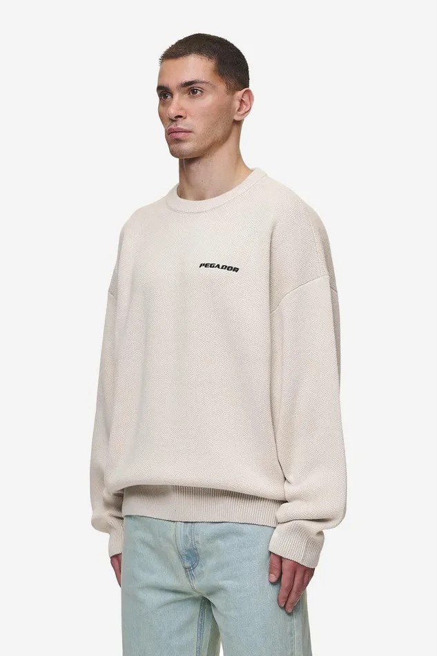 Men Pegador Knitwear Logo Oversized Knit Sweater Light Beige Men Pegador Knitwear Logo Oversized Knit Sweater Light Beige