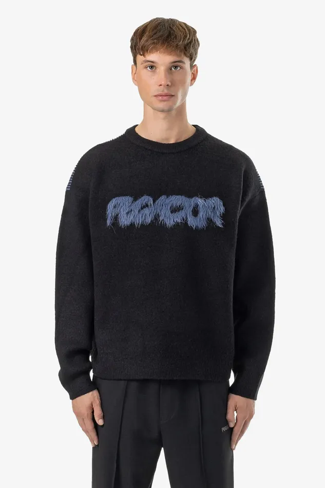 Men Pegador Knitwear Tripole Oversized Knit Sweater Black Shadow Blue