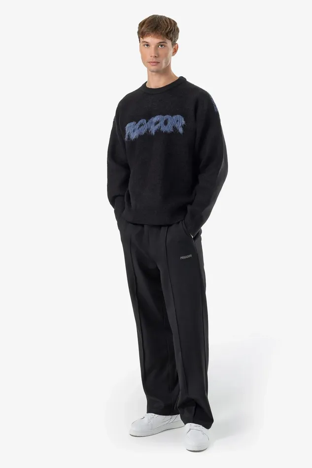 Men Pegador Knitwear Tripole Oversized Knit Sweater Black Shadow Blue Men Pegador Knitwear Tripole Oversized Knit Sweater Black Shadow Blue
