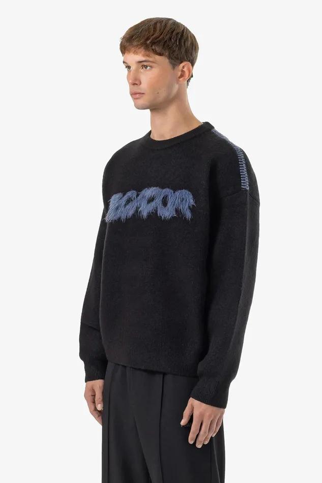 Men Pegador Knitwear Tripole Oversized Knit Sweater Black Shadow Blue Men Pegador Knitwear Tripole Oversized Knit Sweater Black Shadow Blue