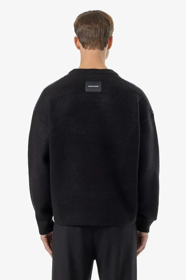 Men Pegador Knitwear Tripole Oversized Knit Sweater Black Shadow Blue Men Pegador Knitwear Tripole Oversized Knit Sweater Black Shadow Blue