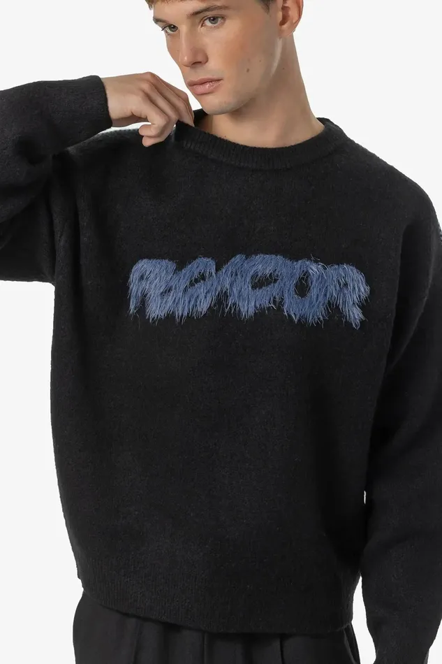 Men Pegador Knitwear Tripole Oversized Knit Sweater Black Shadow Blue Men Pegador Knitwear Tripole Oversized Knit Sweater Black Shadow Blue