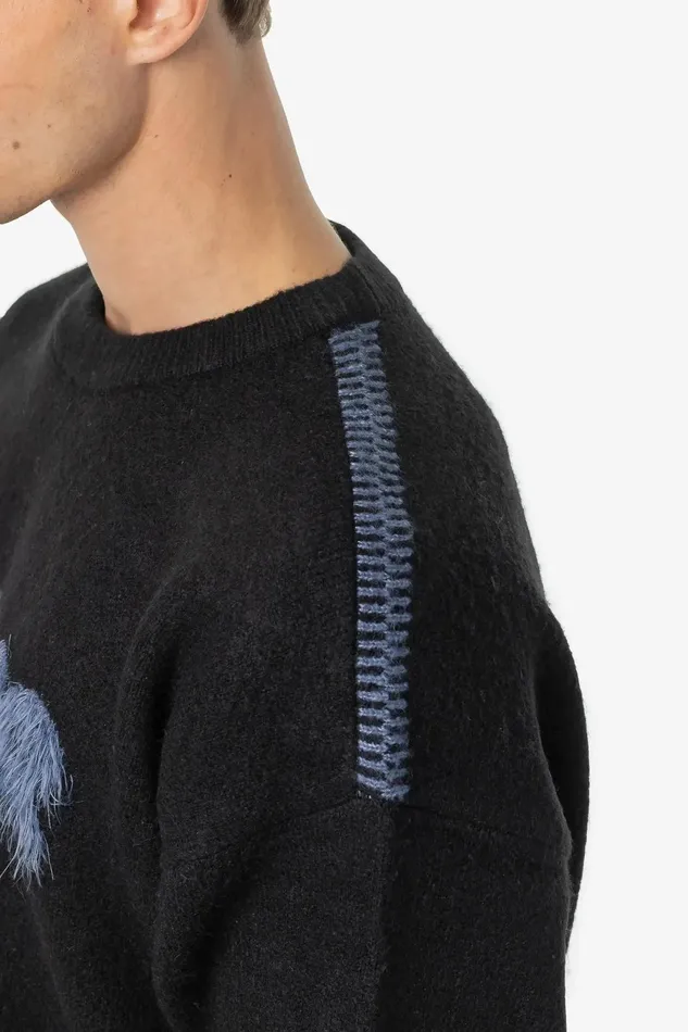 Men Pegador Knitwear Tripole Oversized Knit Sweater Black Shadow Blue Men Pegador Knitwear Tripole Oversized Knit Sweater Black Shadow Blue