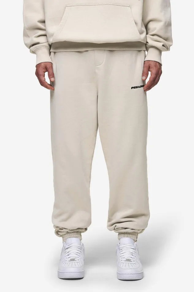 Men Pegador Pants and Joggers Logo Heavy Sweat Jogger Washed Light Beige