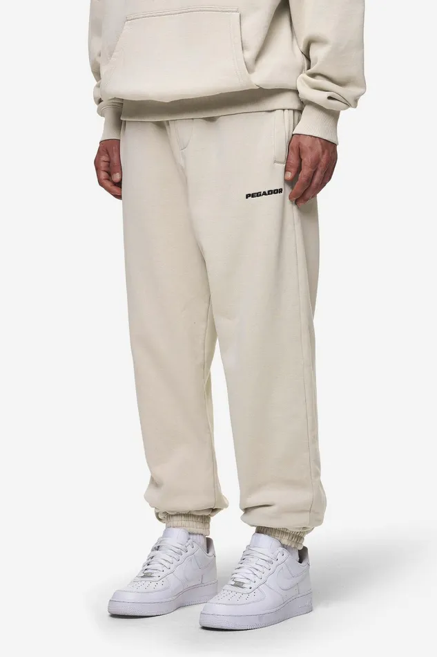 Men Pegador Pants and Joggers Logo Heavy Sweat Jogger Washed Light Beige Men Pegador Pants and Joggers Logo Heavy Sweat Jogger Washed Light Beige