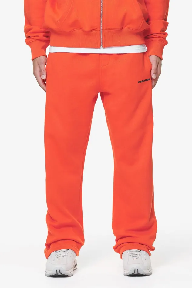 Men Pegador Pants and Joggers Logo Wide Sweat Pants Washed Signal Red Gum