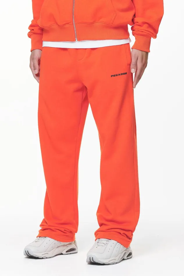 Men Pegador Pants and Joggers Logo Wide Sweat Pants Washed Signal Red Gum Men Pegador Pants and Joggers Logo Wide Sweat Pants Washed Signal Red Gum