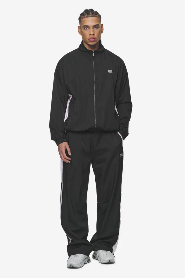 Men Pegador Pants and Joggers Stow Wide Track Pants Black Bubblegum Men Pegador Pants and Joggers Stow Wide Track Pants Black Bubblegum