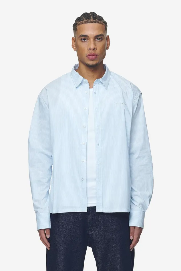Men Pegador Shirts Raton Oversized Longsleeve Shirt Baby Blue White