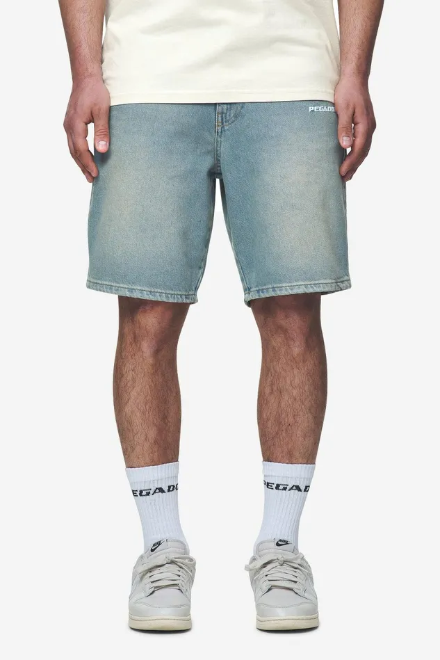 Men Pegador Shorts Earl Jeans Shorts Washed Vintage Blue