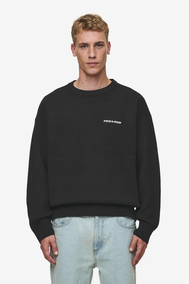 Men Pegador Sweaters Logo Oversized Knit Sweater Black