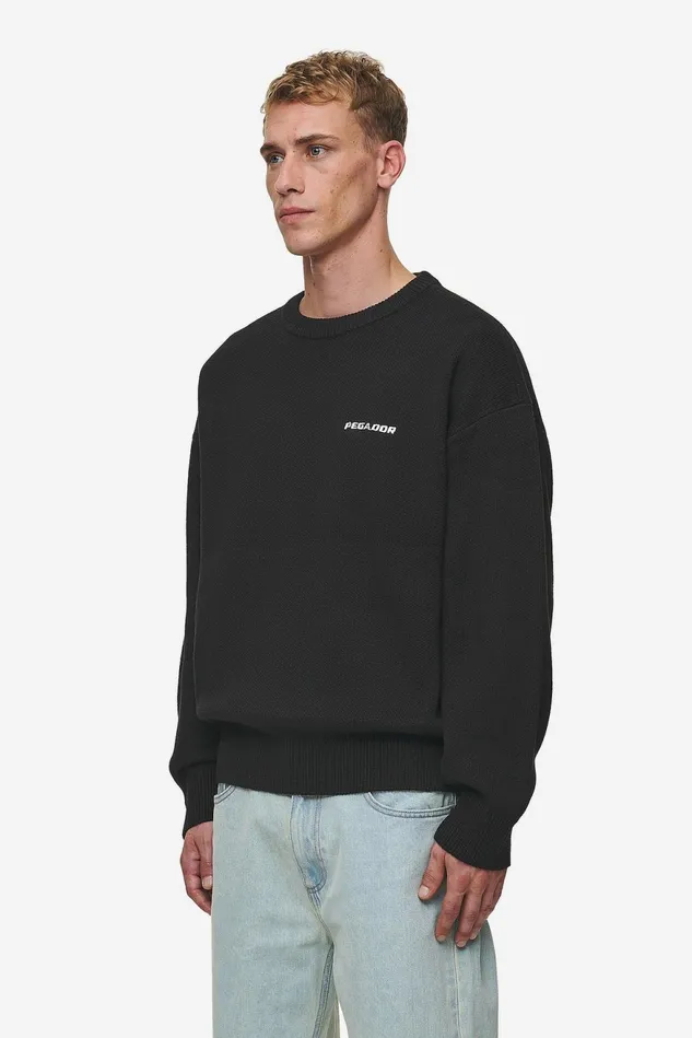 Men Pegador Sweaters Logo Oversized Knit Sweater Black Men Pegador Sweaters Logo Oversized Knit Sweater Black