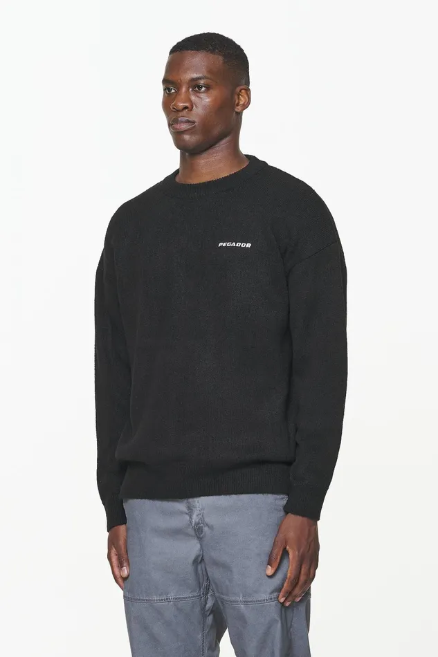 Men Pegador Sweaters Logo Shaggy Knit Sweater Onyx Black Men Pegador Sweaters Logo Shaggy Knit Sweater Onyx Black