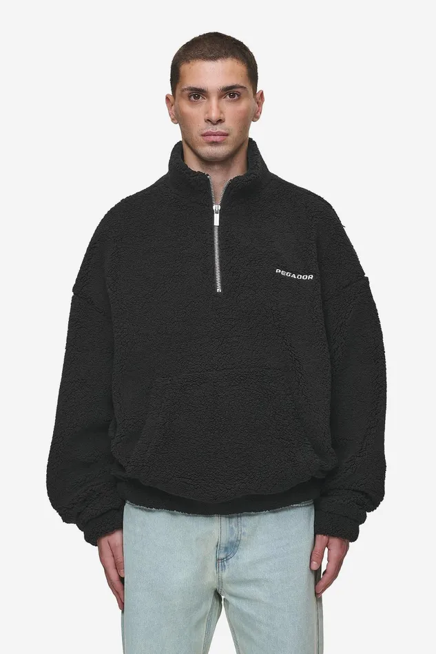 Men Pegador Sweaters Puka Teddy Half Zip Sweater Black