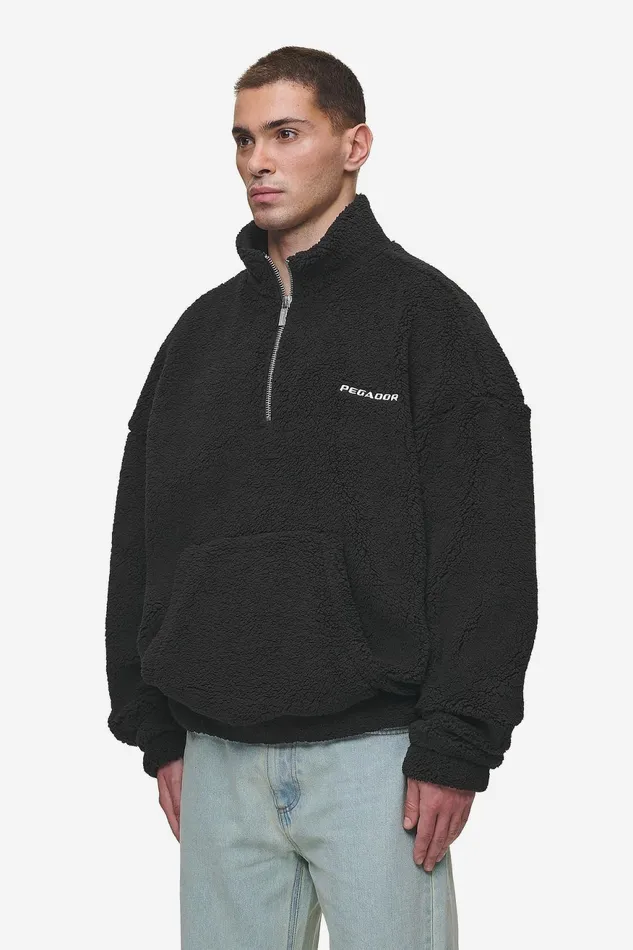 Men Pegador Sweaters Puka Teddy Half Zip Sweater Black Men Pegador Sweaters Puka Teddy Half Zip Sweater Black