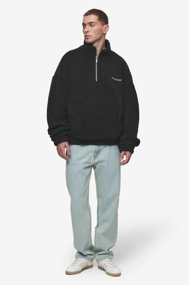 Men Pegador Sweaters Puka Teddy Half Zip Sweater Black Men Pegador Sweaters Puka Teddy Half Zip Sweater Black