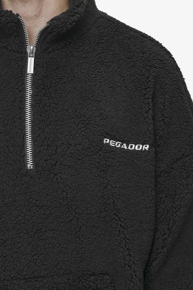 Men Pegador Sweaters Puka Teddy Half Zip Sweater Black Men Pegador Sweaters Puka Teddy Half Zip Sweater Black