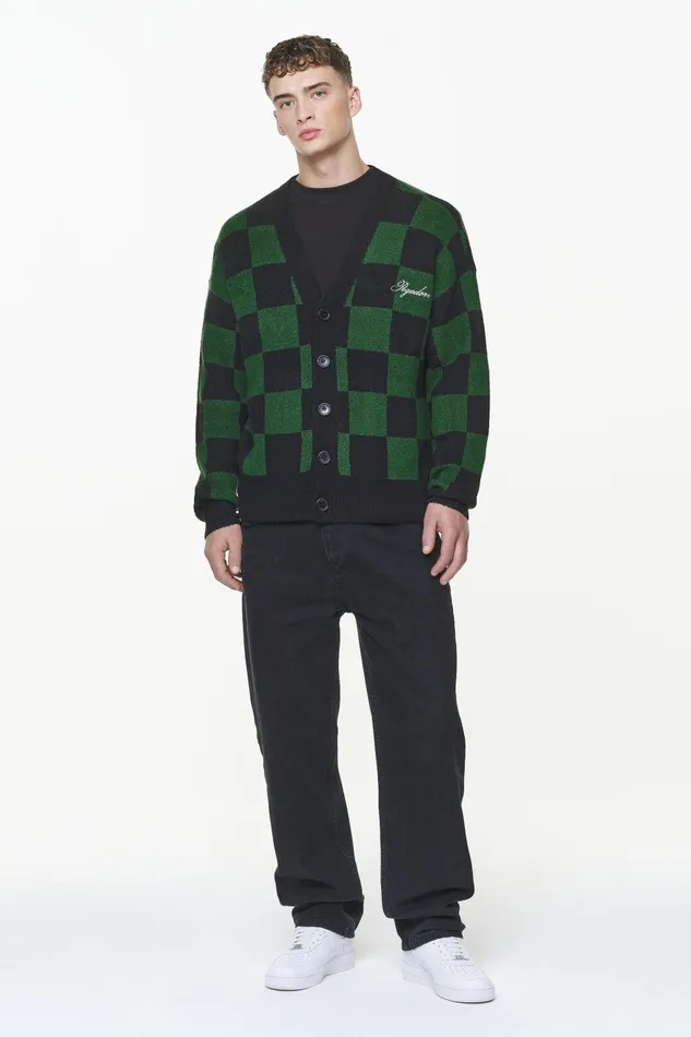 Men Pegador Sweaters Todd Checkered Knit Cardigan Onyx Black British Green Men Pegador Sweaters Todd Checkered Knit Cardigan Onyx Black British Green