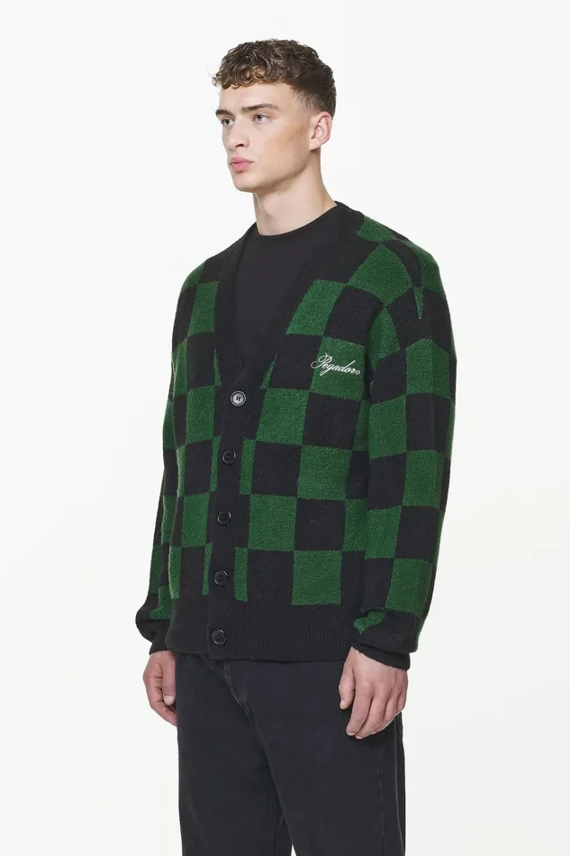 Men Pegador Sweaters Todd Checkered Knit Cardigan Onyx Black British Green Men Pegador Sweaters Todd Checkered Knit Cardigan Onyx Black British Green